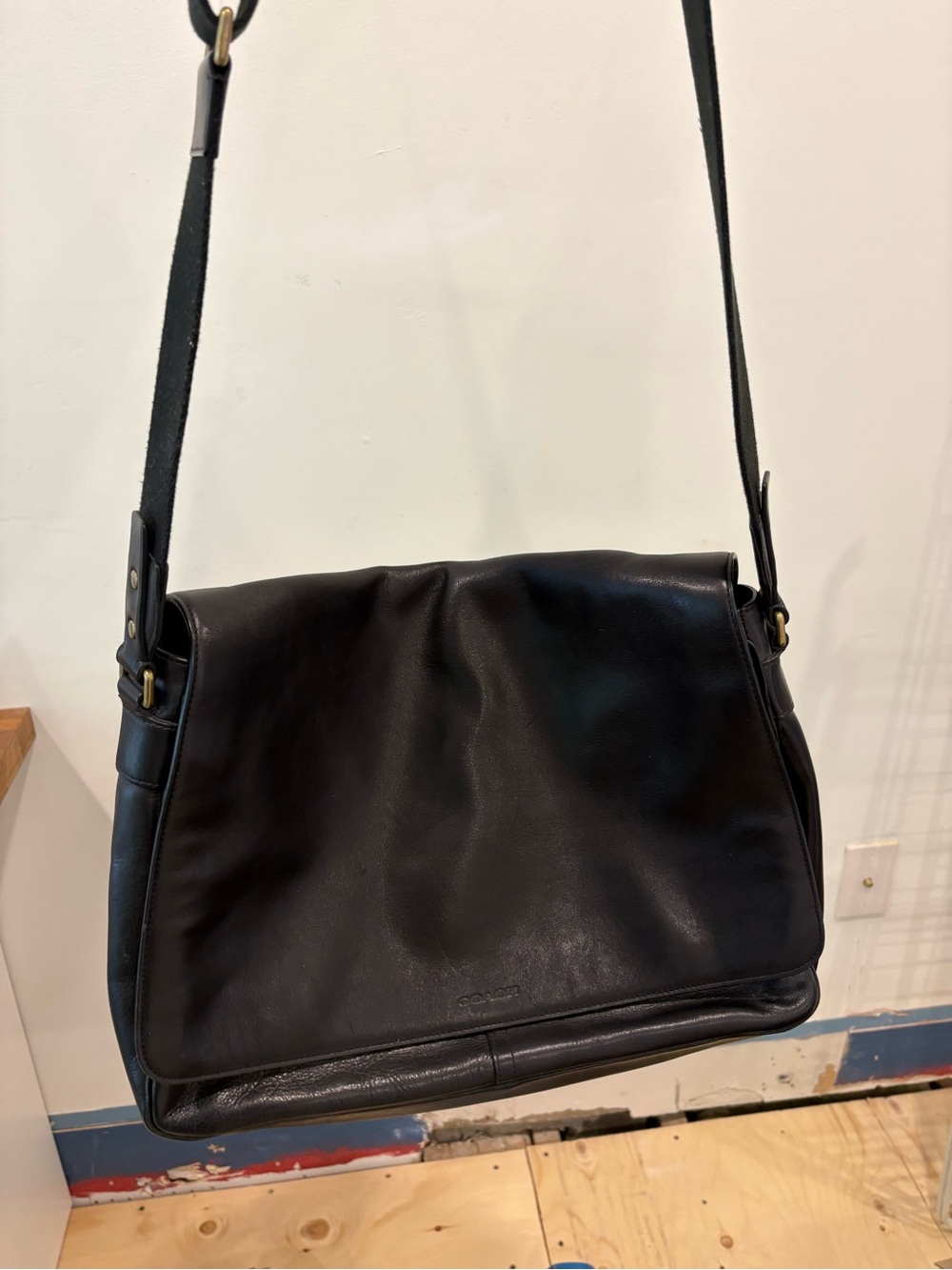 Coach Black Leather Messenger Bag - Classic Men’s Crossbody